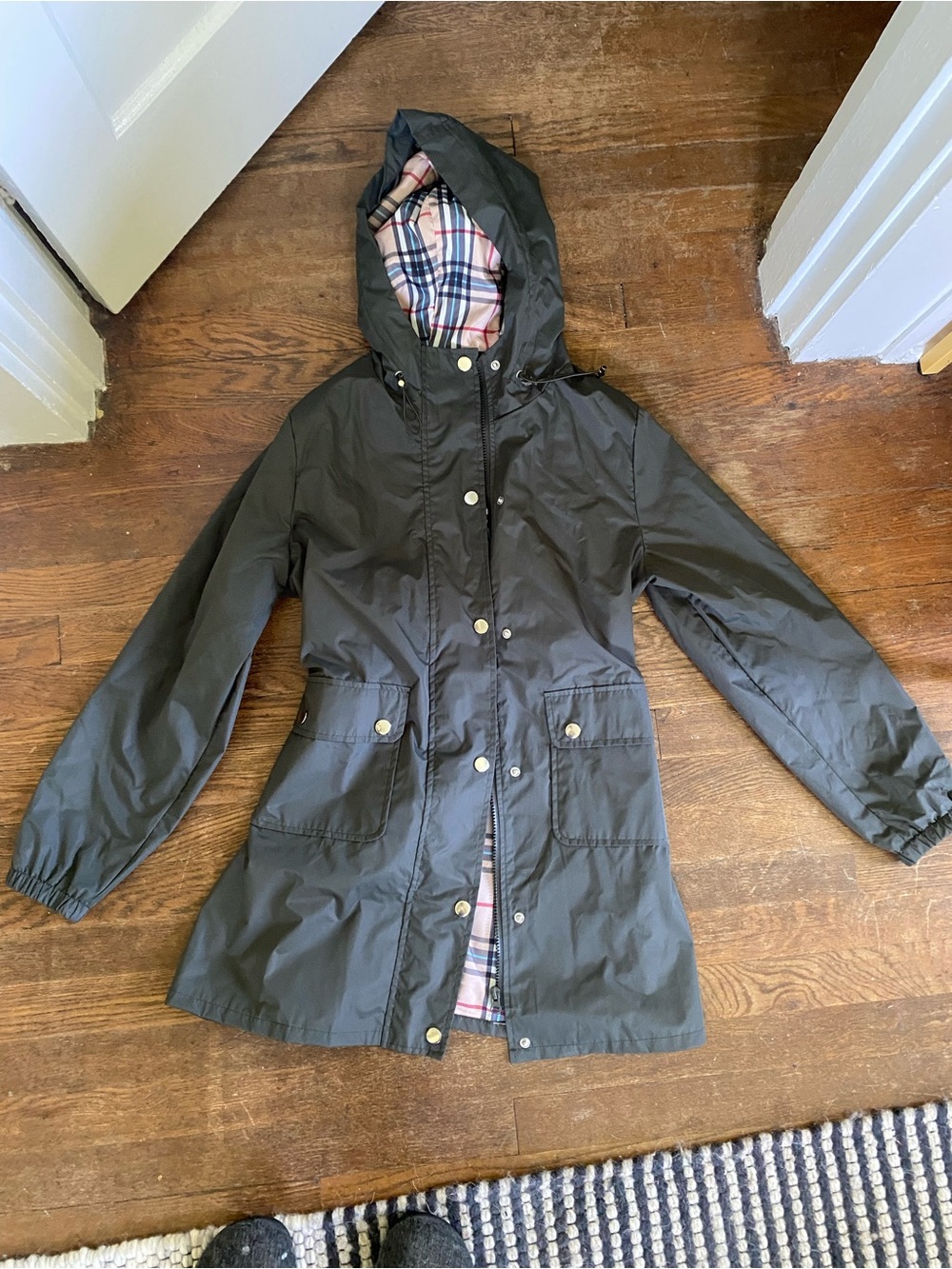 Women’s Hooded Rain Jacket - Dark Blue-Grey